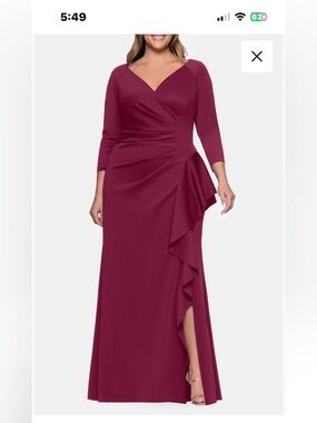 NWT Size 22W Ruched Scuba Knit Ruffle Gown
